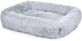 img 4 attached to ZHEBU Fluffy Calming Dog Bed: Faux Fur Anti-Anxiety Bed for Medium to Large Dogs & Cats - Washable, Self-Warming, and Long Plush - Clearance Offer