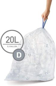 img 1 attached to 🗑️ Custom Fit Drawstring Recycling Trash Bags by simplehuman - Clear, Code D, 20 Liter / 5.2 Gallon, 60 Count Liners