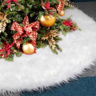 🎄 sparkling christmas tree skirts: dreampark 48" white faux fur skirt for festive decorations & large ornaments (48 inch) logo