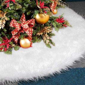 img 4 attached to 🎄 Sparkling Christmas Tree Skirts: Dreampark 48" White Faux Fur Skirt for Festive Decorations & Large Ornaments (48 inch)