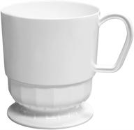 ☕️ deluxe white party essentials: 20-count 8-ounce hard plastic coffee cup/ tea mug with handle - great for any special occasion logo