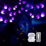 👀 halloween purple eyeball string lights with remote control - 30 led battery powered decorative lights, 16.4 ft 8 modes twinkle lights for outdoor and indoor halloween party home decorations логотип