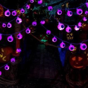 img 3 attached to 👀 Halloween Purple Eyeball String Lights with Remote Control - 30 LED Battery Powered Decorative Lights, 16.4 FT 8 Modes Twinkle Lights for Outdoor and Indoor Halloween Party Home Decorations