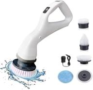 🧼 efficient mglsdeet electric spin scrubber: rechargeable power cleaning brush with replaceable heads - ideal for bathroom, wall, floor tile, kitchen countertop, sink, window logo