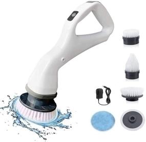 img 4 attached to 🧼 Efficient MGLSDeet Electric Spin Scrubber: Rechargeable Power Cleaning Brush with Replaceable Heads - Ideal for Bathroom, Wall, Floor Tile, Kitchen Countertop, Sink, Window