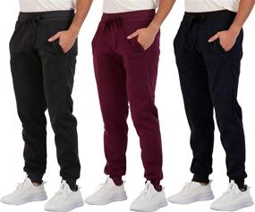 img 4 attached to 👖 Real Essentials Men's Tech Fleece Active Jogger Sweatpants with Pockets - Pack of 3