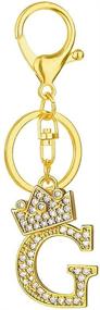 img 1 attached to 💎 Sparkling Axmerdal Keychain: Golden Toned Alphabet Rhinestone Charm