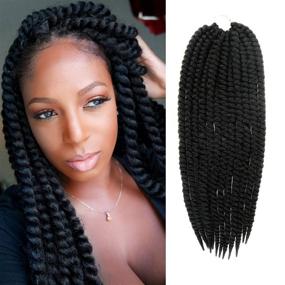 img 4 attached to Authentic 2X Jumbo Senegalese Twist Crochet Braid Hair Extensions - 6 Packs, 24 Inch - Havana Twist Crochet Hair, Havana Mambo Twist Crochet Braids (Color 1)