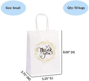 img 2 attached to 🛍️ 50-Count Small Thank You Gift Bags with Handles | White Kraft Paper Bags for Retail Shopping, Weddings, Goodies, Merchandise | Ideal for Customers or Guests | Size 5.25 x 3.75 x 8 inches | Bulk Pack by OSpecks