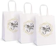 🛍️ 50-count small thank you gift bags with handles | white kraft paper bags for retail shopping, weddings, goodies, merchandise | ideal for customers or guests | size 5.25 x 3.75 x 8 inches | bulk pack by ospecks logo