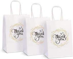 img 4 attached to 🛍️ 50-Count Small Thank You Gift Bags with Handles | White Kraft Paper Bags for Retail Shopping, Weddings, Goodies, Merchandise | Ideal for Customers or Guests | Size 5.25 x 3.75 x 8 inches | Bulk Pack by OSpecks