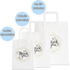 img 1 attached to 🛍️ 50-Count Small Thank You Gift Bags with Handles | White Kraft Paper Bags for Retail Shopping, Weddings, Goodies, Merchandise | Ideal for Customers or Guests | Size 5.25 x 3.75 x 8 inches | Bulk Pack by OSpecks