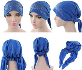 img 1 attached to Chemo Hat Beanie Turban Headwear for Cancer Patients Muslim - 4 Pack Women's Scarf Pre Tied