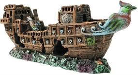 img 4 attached to 🏴 SLOCME Aquarium Pirate Ship Decorations - Stunning Resin Shipwreck Decor for Fresh or Saltwater Tanks