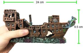 img 1 attached to 🏴 SLOCME Aquarium Pirate Ship Decorations - Stunning Resin Shipwreck Decor for Fresh or Saltwater Tanks