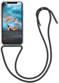 img 4 attached to 📱 kwmobile Clear TPU Crossbody Case for Apple iPhone Xs - Phone Cover with Lanyard Cord Strap - Transparent/Black