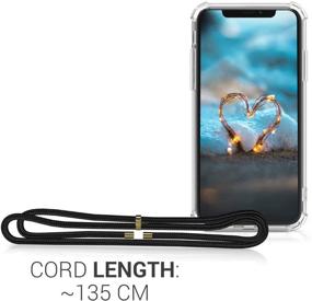 img 2 attached to 📱 kwmobile Clear TPU Crossbody Case for Apple iPhone Xs - Phone Cover with Lanyard Cord Strap - Transparent/Black