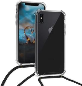 img 1 attached to 📱 kwmobile Clear TPU Crossbody Case for Apple iPhone Xs - Phone Cover with Lanyard Cord Strap - Transparent/Black