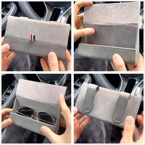 img 2 attached to 🕶️ KEKIMO Sunglass Holder for Car: Magnetic Closure Visor Case - Gray, Universal Eyeglasses Organizer for Automotive - Car, SUV, RV, Truck Accessories
