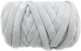 img 4 attached to Super Vegan Velvet Chunky Yarn, 3 LBS Big Acrylic Bulky Thick Roving Softee Jumbo Tubular 🧶 Yarn for Arm Knitting Home Decor, Blankets, Rugs, Garments (3 LBS / 63 Yards, Grey) - Improve SEO