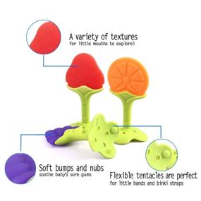 img 3 attached to Organic Teething Toys for Babies and Toddlers (5 Pack) - Tinabless Infant Teething Keys Set, BPA-Free, Freezer Safe Silicone Baby Teethers