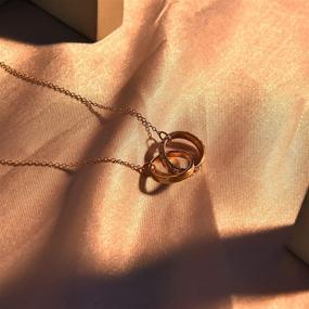 img 3 attached to 🎁 Stylish Interlocking Infinity Eternity Double Circles Necklaces for Women's Christmas Anniversary Gifts