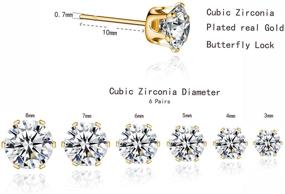 img 2 attached to 💎 18K Gold Plated CZ Stud Earrings - Set of 6 Pairs