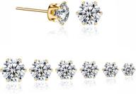 💎 18k gold plated cz stud earrings - set of 6 pairs logo