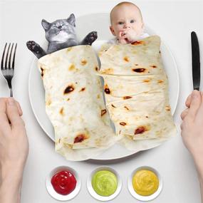 img 1 attached to 🌯 Пеленка "Burrito" для младенца - двусторонняя пеленка в форме тортильи, в виде одеяла для малышей, собак и кошек - мягкое фланельное одеяло в виде тако, надеваемое на младенца - забавный подарок для вечеринки в честь рождения малыша - плотность 285 г/м².