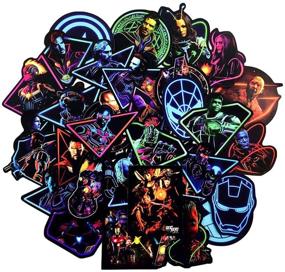 img 3 attached to 🦸 Noctilucent Marvel Avengers Laptop Stickers Decal-50pcs Waterproof Graffiti Stickers Water Bottle Vinyl Sticker Decals for Superheroes, MacBook Car Helmet Bike Motorcycle Bumper (Not Random)