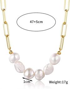 img 3 attached to Hodea Vintage Chunky Link Chain 18K Gold Paper Clip Pearl 💎 Necklace Bracelet Set for Women and Girls - Fashion Retro Charm Valentine Jewelry