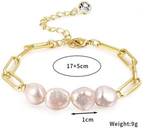 img 2 attached to Hodea Vintage Chunky Link Chain 18K Gold Paper Clip Pearl 💎 Necklace Bracelet Set for Women and Girls - Fashion Retro Charm Valentine Jewelry