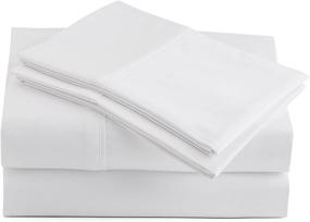 img 4 attached to 🛏️ Peru Pima 285TC Percale Queen Bed Sheet Set - 100% Peruvian Pima Cotton - White