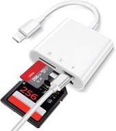 📱 apple mfi certified 3-in-1 lightning card reader for iphone/ipad - sd/micro card reader, memory card adapter with charger port - trail game camera sd viewer, plug and play, no app needed logo