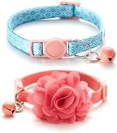 🐱 nourse chowsing 2pcs kitten collars: floral breakaway, bell & adjustable straps for girl's safety logo