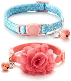 img 4 attached to 🐱 Nourse Chowsing 2Pcs Kitten Collars: Floral Breakaway, Bell & Adjustable Straps for Girl's Safety