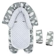 👶 go by goldbug clouds duo car seat head support and strap set – gray/white logo