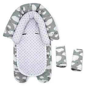 img 4 attached to 👶 GO by Goldbug Clouds Duo Car Seat Head Support and Strap Set – Gray/White