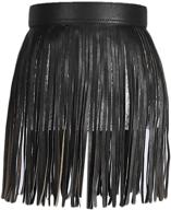 👗 stylish women fringe tassel skirt belt - adjustable pu leather waistband for pants/party attire logo