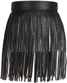 img 4 attached to 👗 Stylish Women Fringe Tassel Skirt Belt - Adjustable PU Leather Waistband for Pants/Party Attire