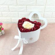 💐 lisso heart shaped flower box: elegant double layer rotating drawer box for luxury floral arrangements, perfect florist delivery gift (white) logo