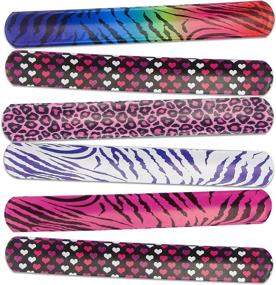 img 4 attached to 🎉 Colorful Mega Pack Slap Bracelets - Perfect Birthday, Valentine's, or Holiday Party Favors for Kids and Adults - Hearts & Animal Print Designs - One Size Fits All!