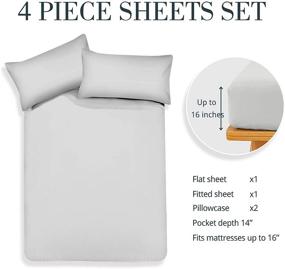 img 2 attached to 🛏️ Hallmark Grey Full Size Bed Sheets Sets - Soft 1800 Thread Count Microfiber Sheets for Full Bed, 4 Piece Full Bedding Sheet Sets
