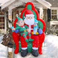 🎅 seasonblow 6 ft led light up inflatable christmas santa with elf and penguin: festive yard decor for home party & outdoor holidays logo