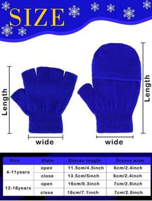 img 2 attached to Warm Knit Gloves with Mitten Cover: 6 Pairs for Kids and Teens!