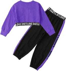 img 3 attached to Cropped Sweatsuit Pullover Sweatshirt Multicolored Girls' Clothing