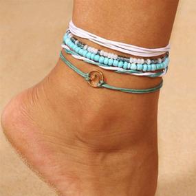 img 4 attached to Aetorgc Layered Anklets Turquoise Bracelet