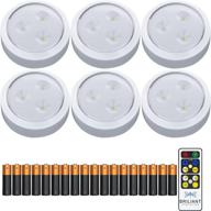 🔦 optimized brilliant evolution led puck light 6 pack with remote &amp; 18 batteries - wireless under cabinet lighting - kitchen under counter lights - stick on battery operated lights with included batteries logo
