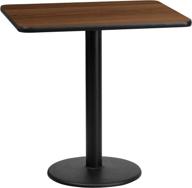 🔲 rectangular walnut laminate table top (24'' x 30'') with round table height base (18'') by flash furniture логотип