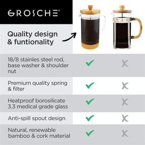 img 3 attached to ☕ Stylish GROSCHE Melbourne French Press Coffee Maker: 34oz 1000ml, Unique Design for Coffee & Tea with Bamboo & Cork